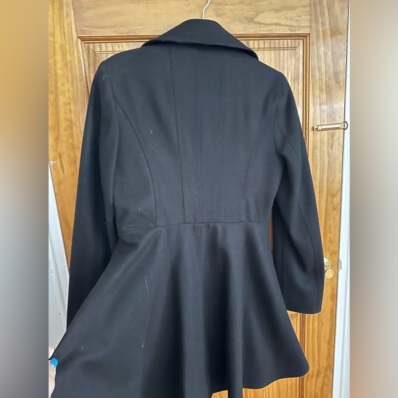 Laundry Shelli Segal Black Double Breasted Fit & Flare Wool Button Overcoat M - Picture 3 of 7